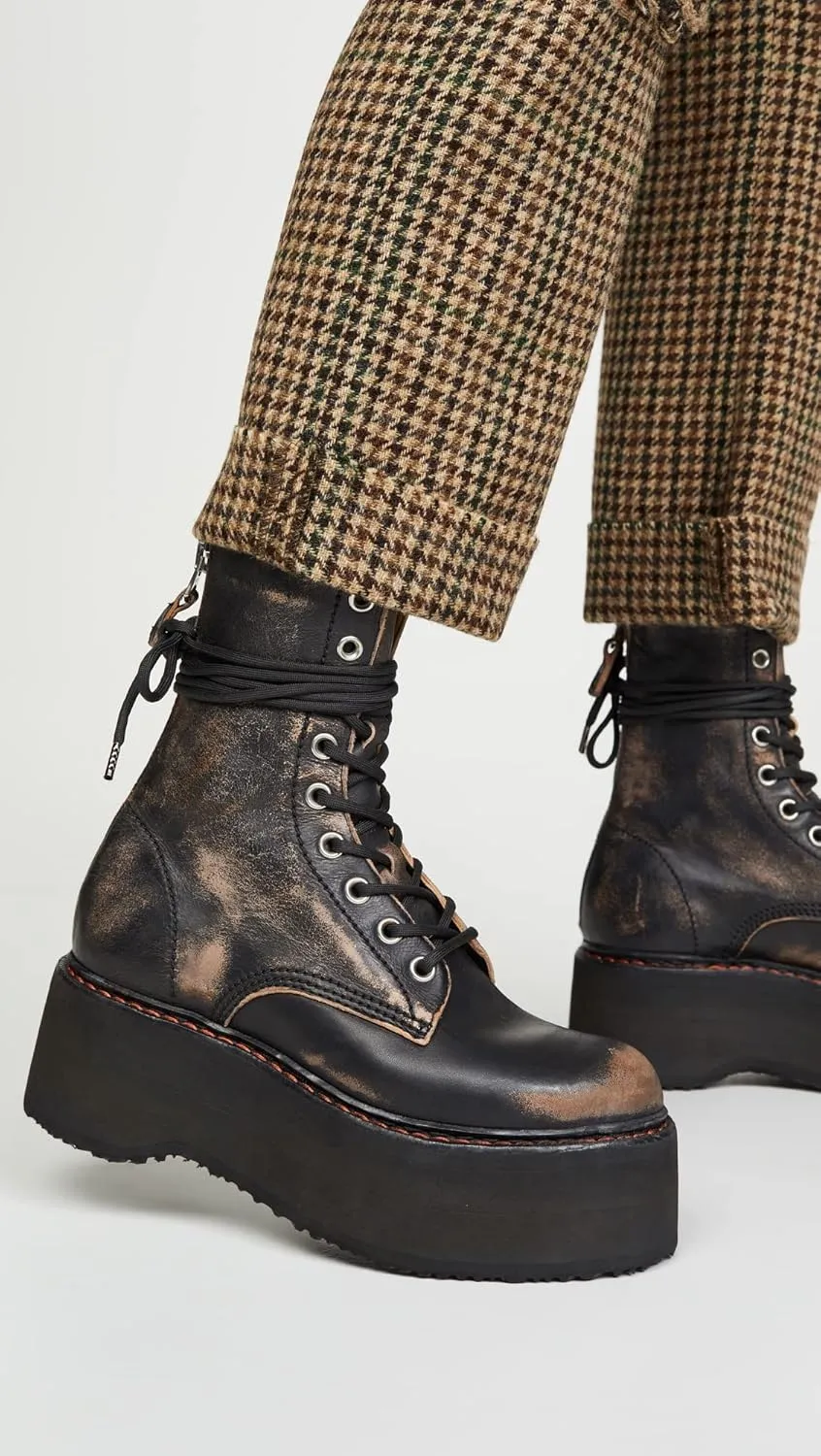 R13 Women's Double Stacked Lace Up Boots