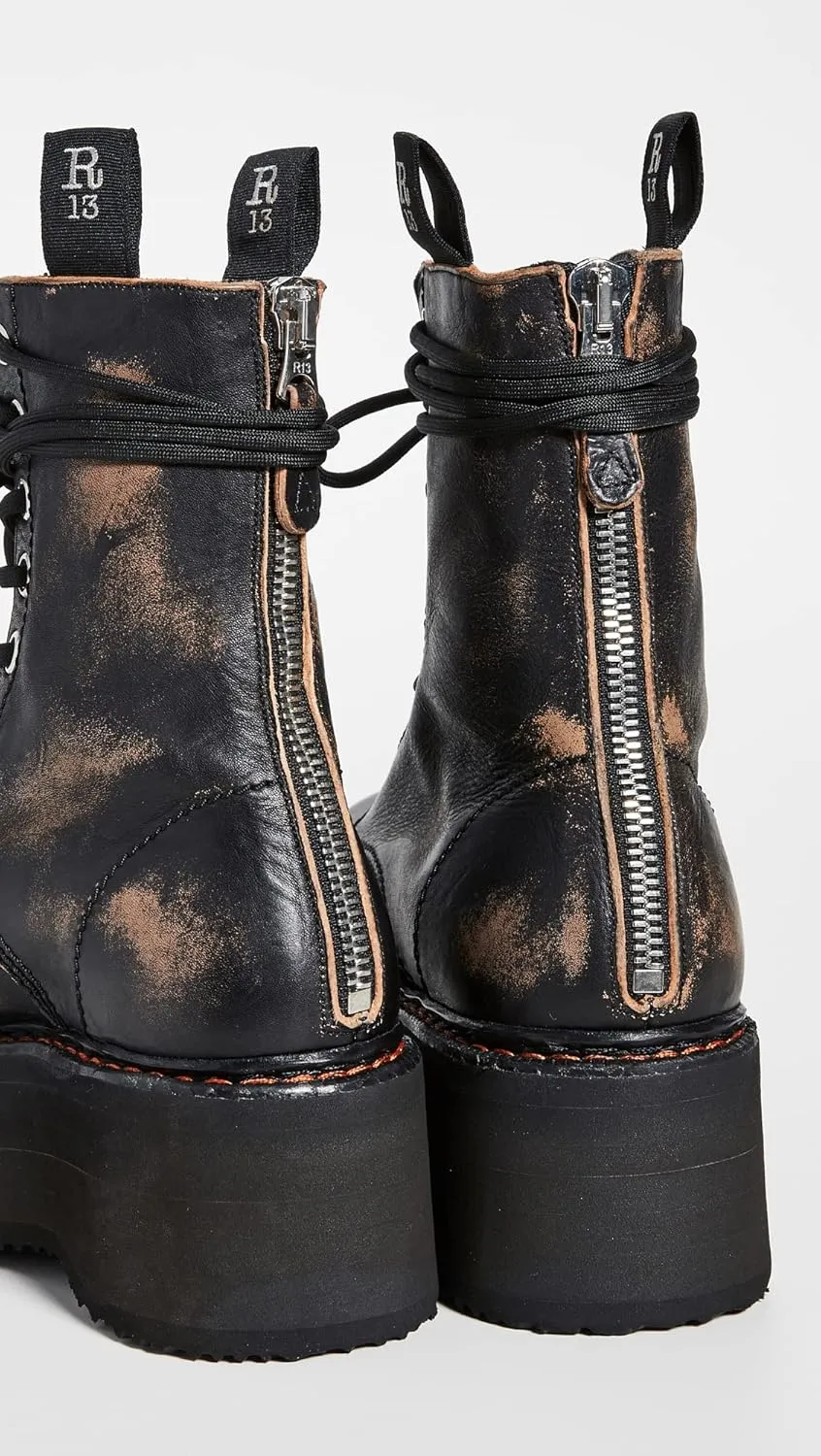 R13 Women's Double Stacked Lace Up Boots