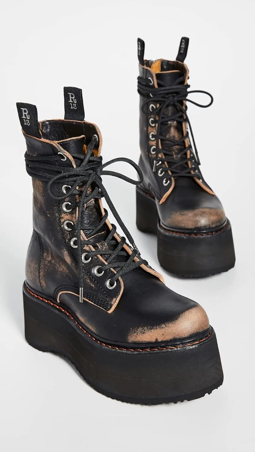 R13 Women's Double Stacked Lace Up Boots
