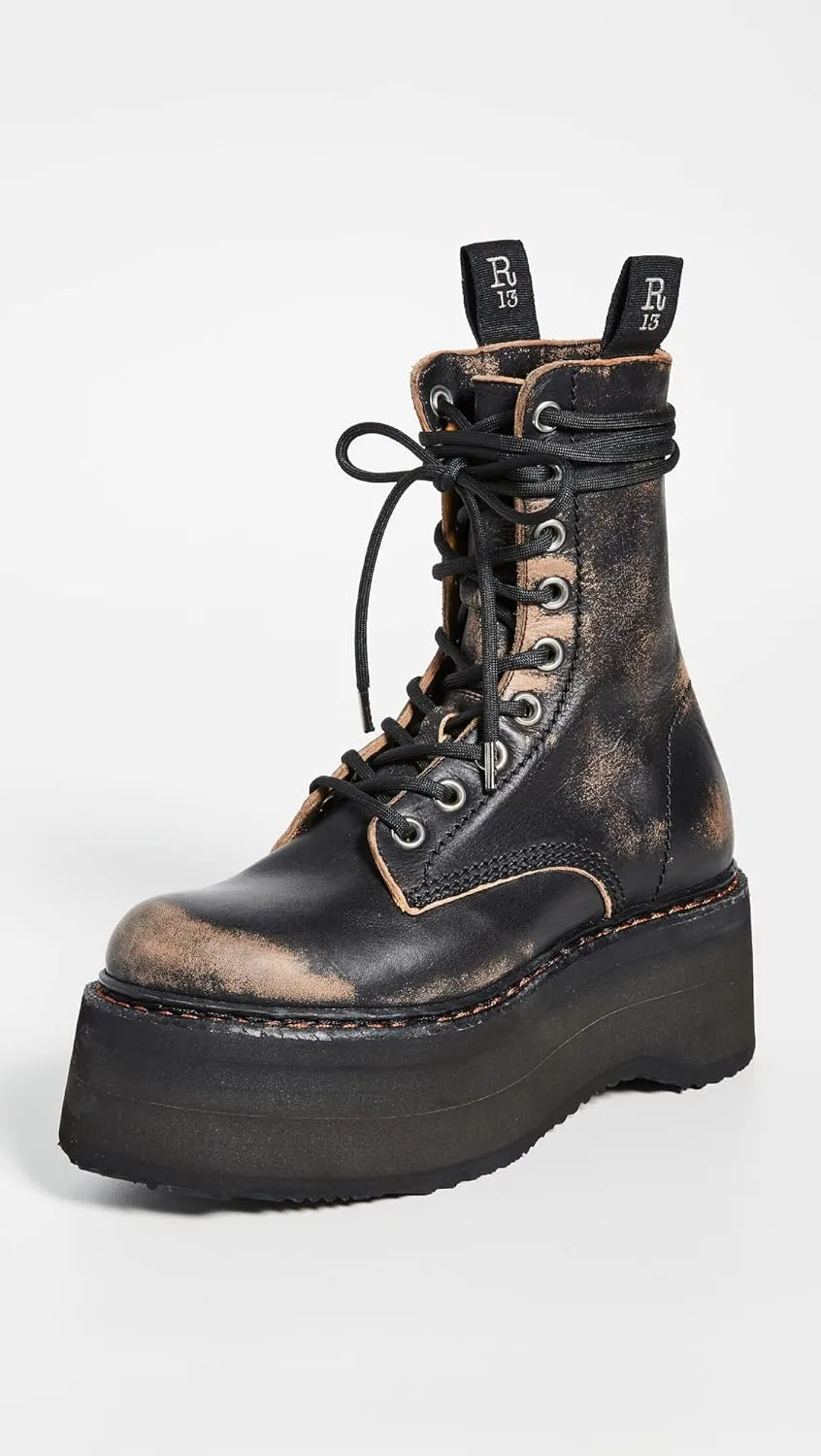 R13 Women's Double Stacked Lace Up Boots