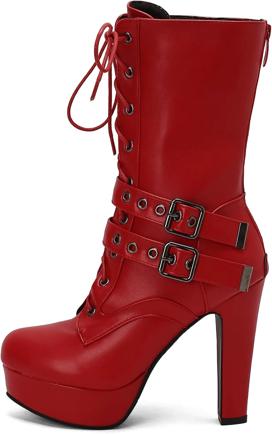 Roimaash Fashion Dress Boots Platform for Women Block High Heels Combat Boots