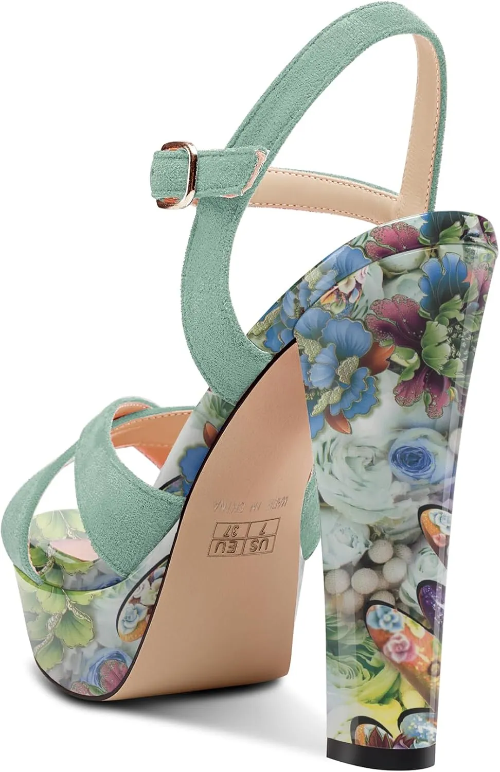 Saekcted Womens Chunky Block High Heel Open Toe Platform Ankle Strap Sandals Cross-Strap Patchwork Dress Shoes Casual Summer 5.1 Inches Heels