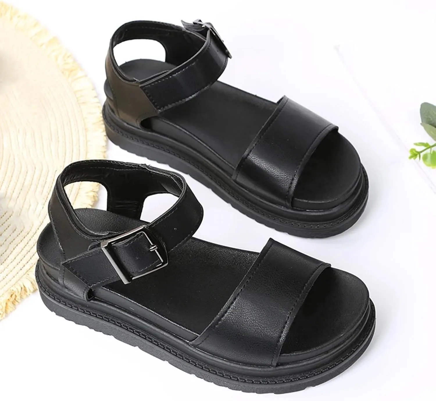 Sandals For Women Open Toes Teen Slippers For Girls Beach Sandal Platform Flats Adjustable Buckle Soft School Shoes