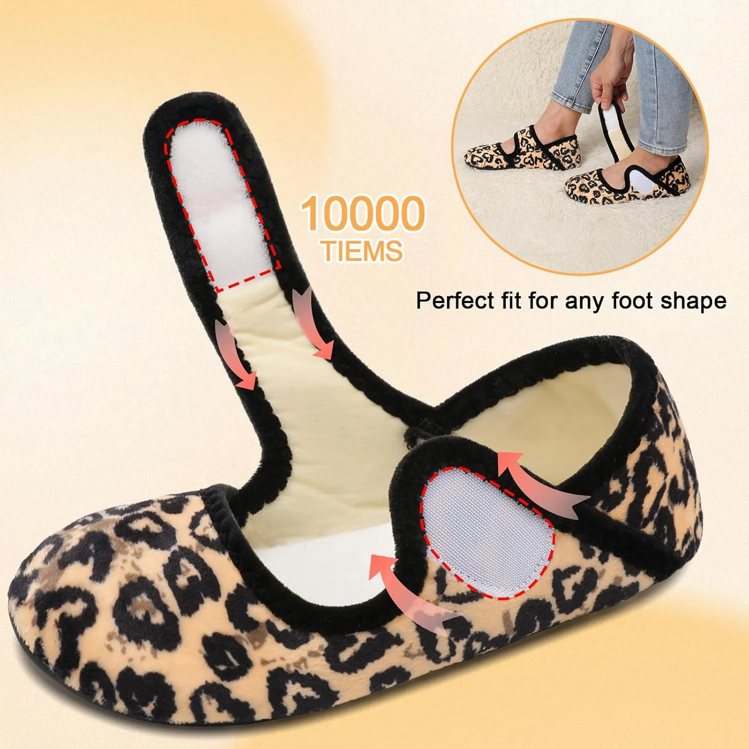 Scurtain Comfy House Slippers for Women Men Wide Diabetic Sock Slippers Soft Slip On Slippers Cozy Barefoot House Shoes