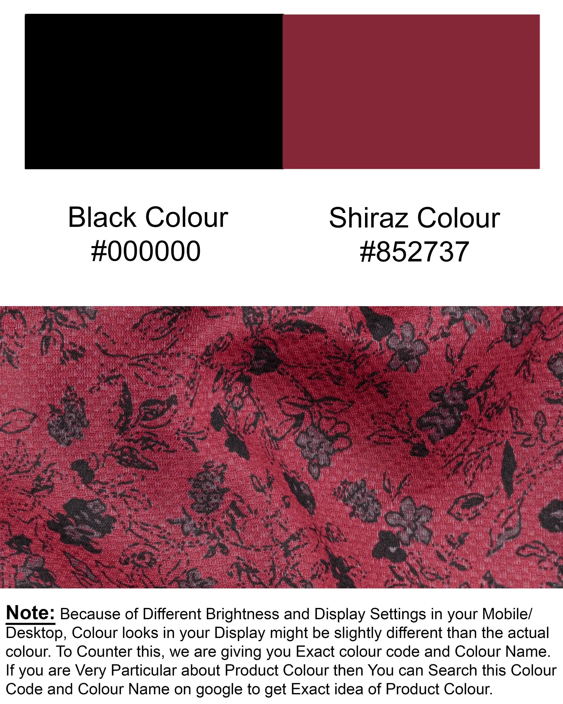Shiraz Red Floral Printed Dobby Textured Premium Giza Cotton Shirt