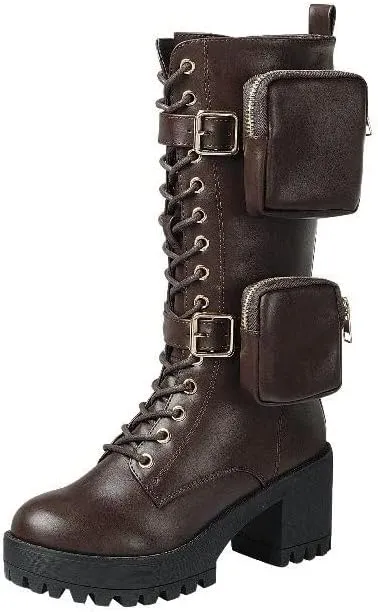 Shoes - Women's Chunky Heel Lug Sole Fashion Ankle Boots, Formal Black Booties for Women