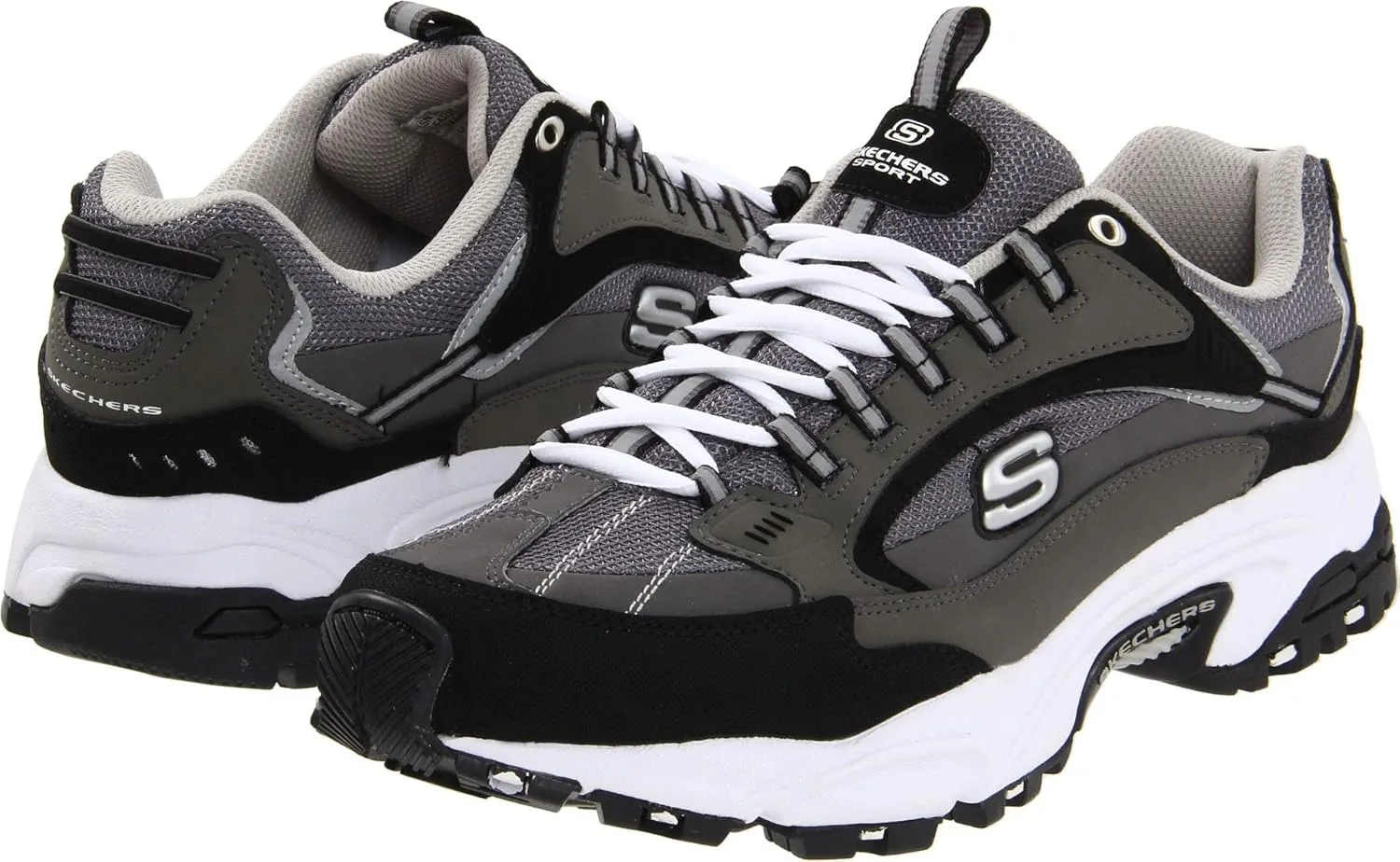 Skechers mens Stamina Nuovo fashion sneakers, Charcoal/Black, 10 Wide US