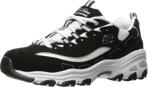 Skechers Sport womens D'lites Biggest Fan Memory Foam Lace-up Sneaker,Black/White,6.5 W US