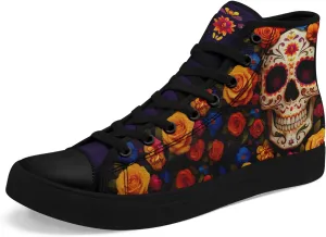 Skull Fashion High-Top Canvas Sneakers for Men Women Casual Tennis Shoes Classic Lace Up Walking Shoes