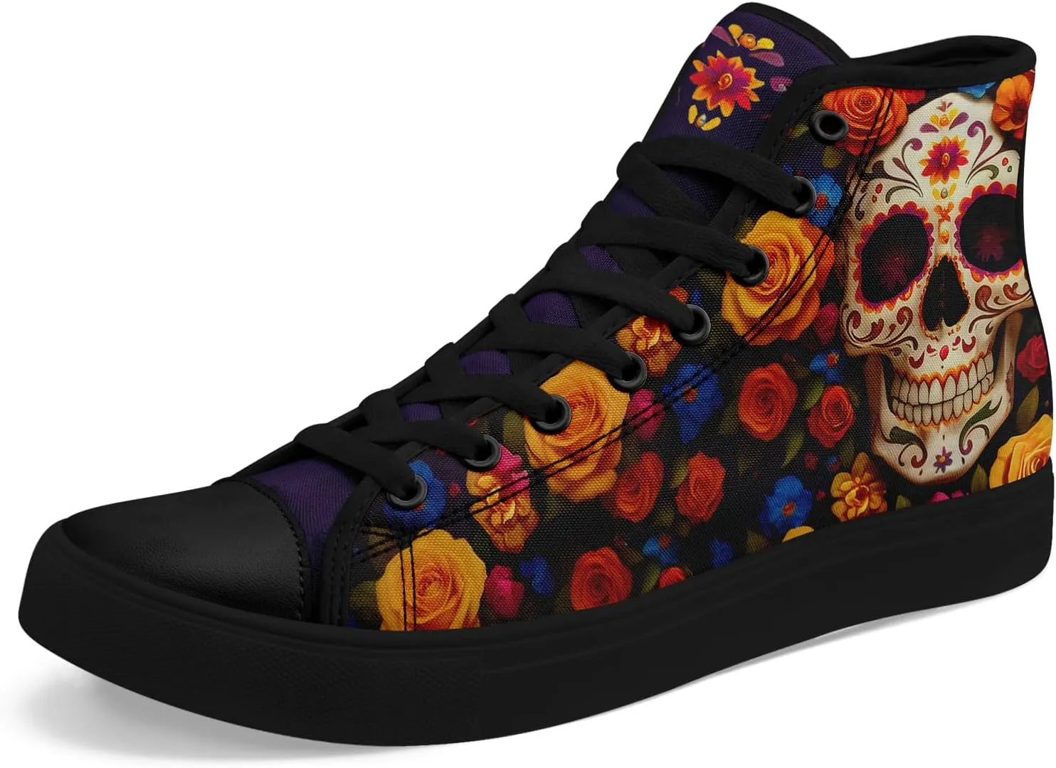 Skull Fashion High-Top Canvas Sneakers for Men Women Casual Tennis Shoes Classic Lace Up Walking Shoes