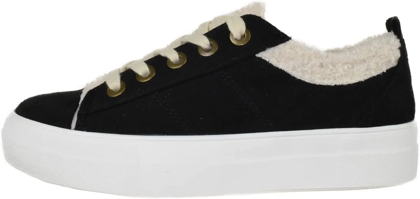 Soda Flat Women's Shoes Lace Up Loafers Casual Sneakers Synthetic Fur Hidden Flatform Endear-G