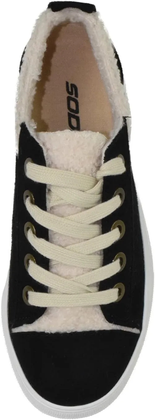 Soda Flat Women's Shoes Lace Up Loafers Casual Sneakers Synthetic Fur Hidden Flatform Endear-G