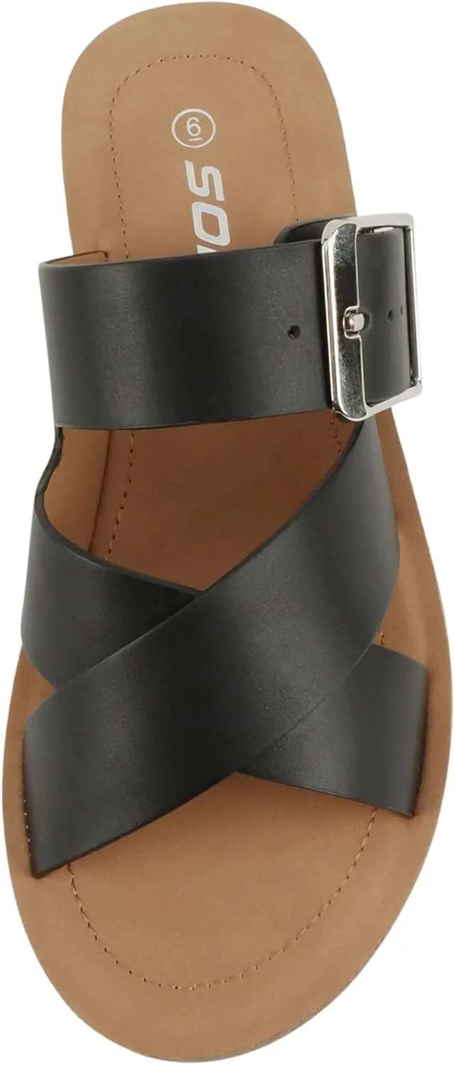 Soda Papaya ~ Women Open Toe Multi-Strap Flatform Sandals