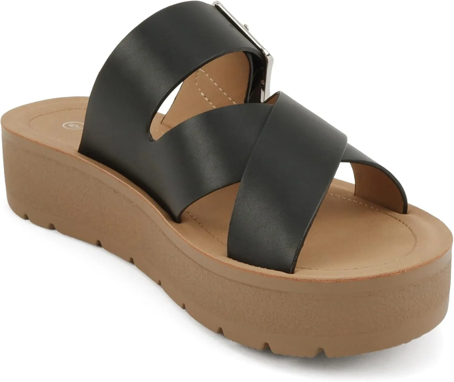 Soda Papaya ~ Women Open Toe Multi-Strap Flatform Sandals