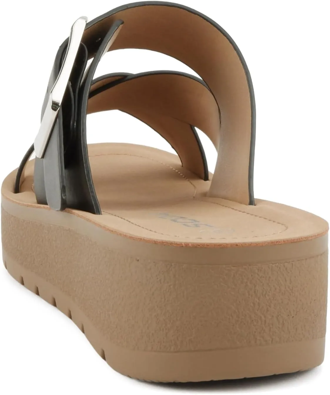 Soda Papaya ~ Women Open Toe Multi-Strap Flatform Sandals