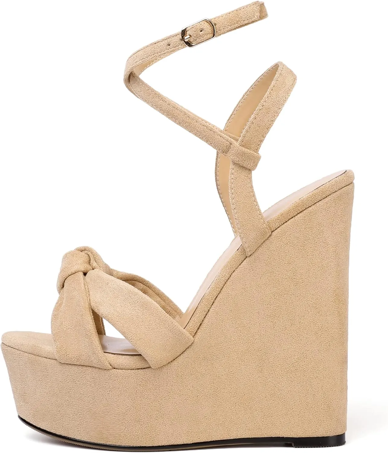 Soireelady Women's Sandals Wedge High Heels Open Toe Crisscross Strap Heeled Sandals Sexy Dressy Heels for Party, Evening and Nightclub
