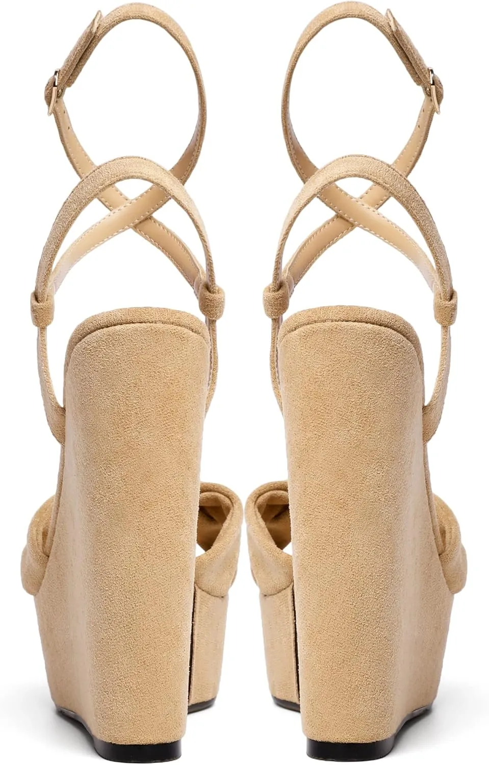 Soireelady Women's Sandals Wedge High Heels Open Toe Crisscross Strap Heeled Sandals Sexy Dressy Heels for Party, Evening and Nightclub