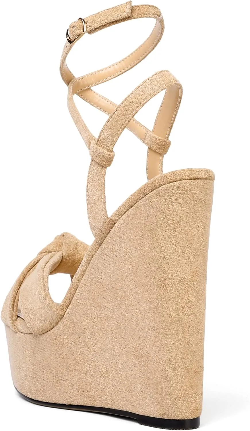 Soireelady Women's Sandals Wedge High Heels Open Toe Crisscross Strap Heeled Sandals Sexy Dressy Heels for Party, Evening and Nightclub