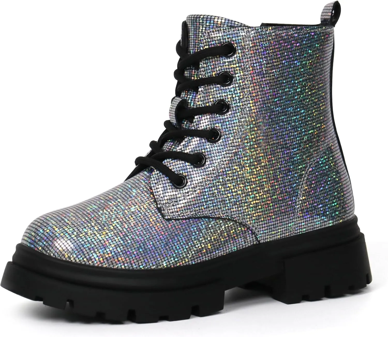 starmerx Girls Ankle Boots Lace Up Combat Boot Side Zipper Comfortable Boys Boots