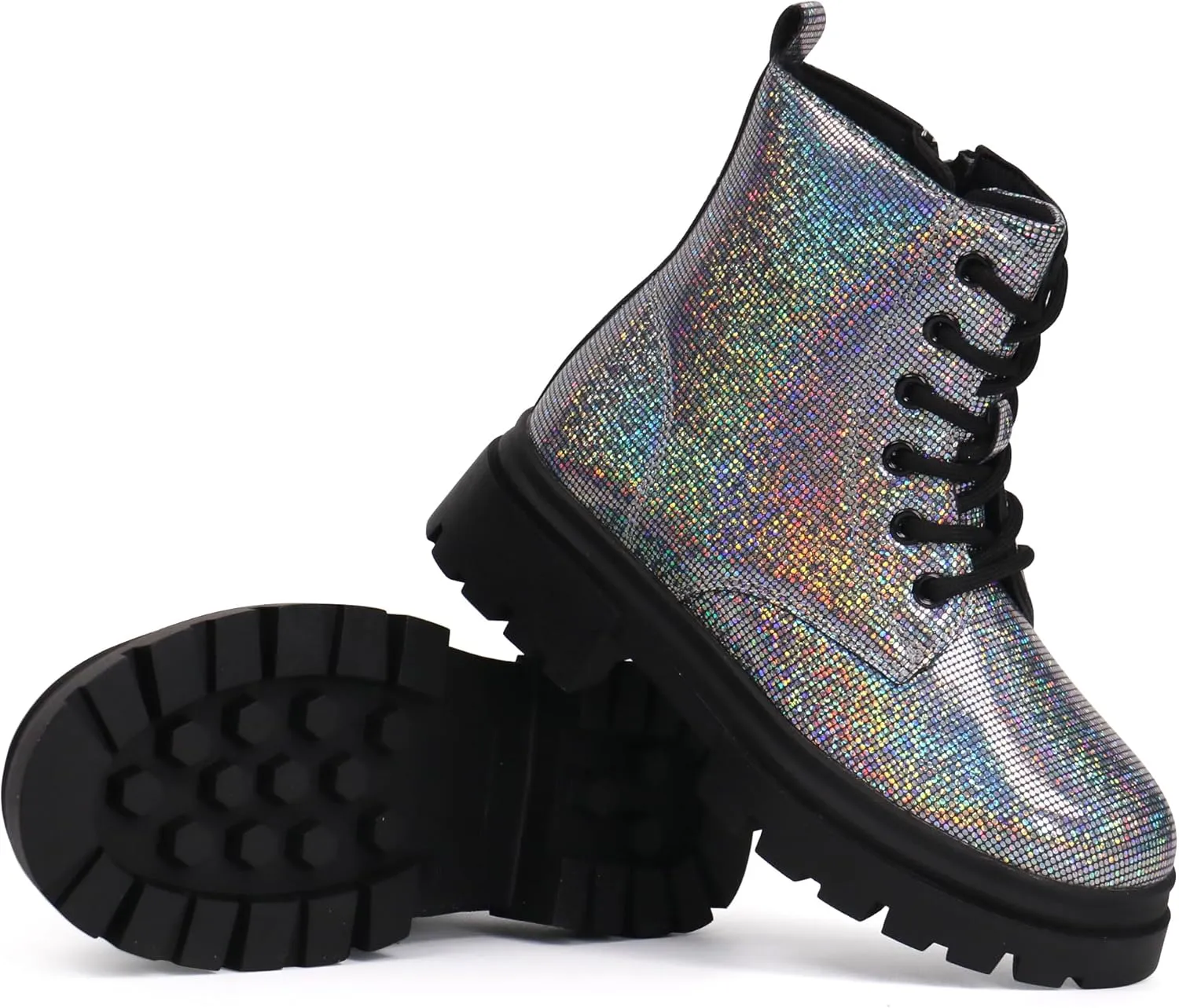starmerx Girls Ankle Boots Lace Up Combat Boot Side Zipper Comfortable Boys Boots