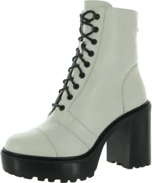 Steve Madden Womens Core Leather Platform Combat & Lace-up Boots