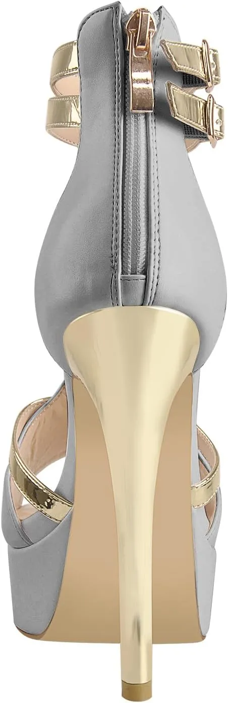 Stiletto High Heel Platform Peep Open Toe Ankle Strap Sandals