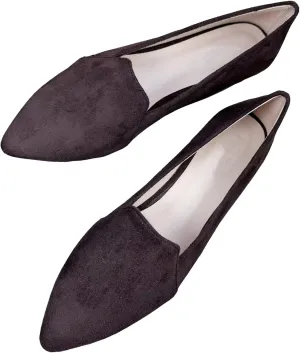 Stunner Women's Flats Comfortable Pointed Toe Slip On Ballet Flats Soft Faux Suede Dress Flat Shoes