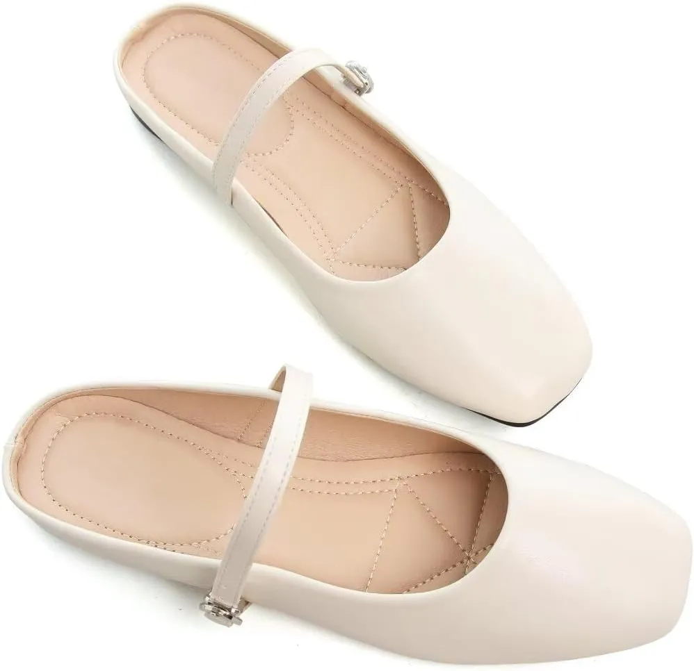 Stunner Women's Mary Jane Flats Fashion Round Toe Ballet Flats Comfort Slip On Flats Buckle Strap Dress Flats