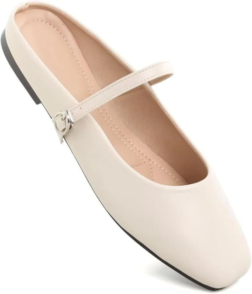 Stunner Women's Mary Jane Flats Fashion Round Toe Ballet Flats Comfort Slip On Flats Buckle Strap Dress Flats
