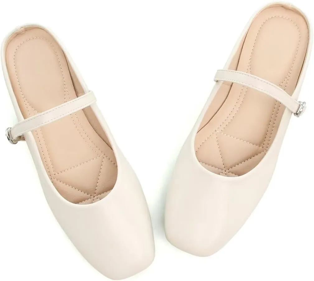 Stunner Women's Mary Jane Flats Fashion Round Toe Ballet Flats Comfort Slip On Flats Buckle Strap Dress Flats