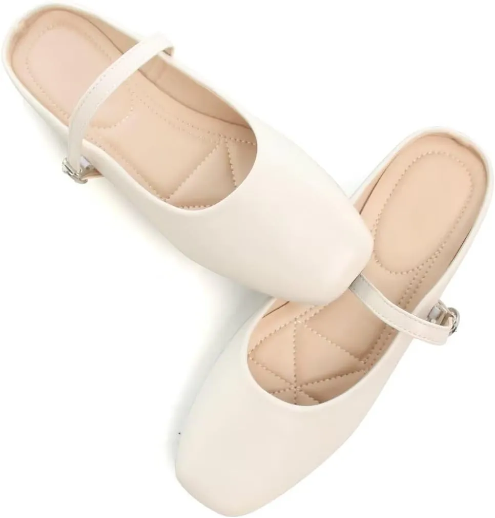 Stunner Women's Mary Jane Flats Fashion Round Toe Ballet Flats Comfort Slip On Flats Buckle Strap Dress Flats