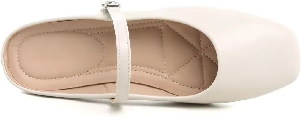 Stunner Women's Mary Jane Flats Fashion Round Toe Ballet Flats Comfort Slip On Flats Buckle Strap Dress Flats
