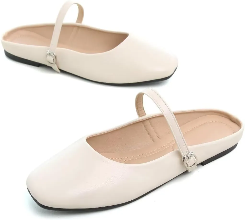 Stunner Women's Mary Jane Flats Fashion Round Toe Ballet Flats Comfort Slip On Flats Buckle Strap Dress Flats