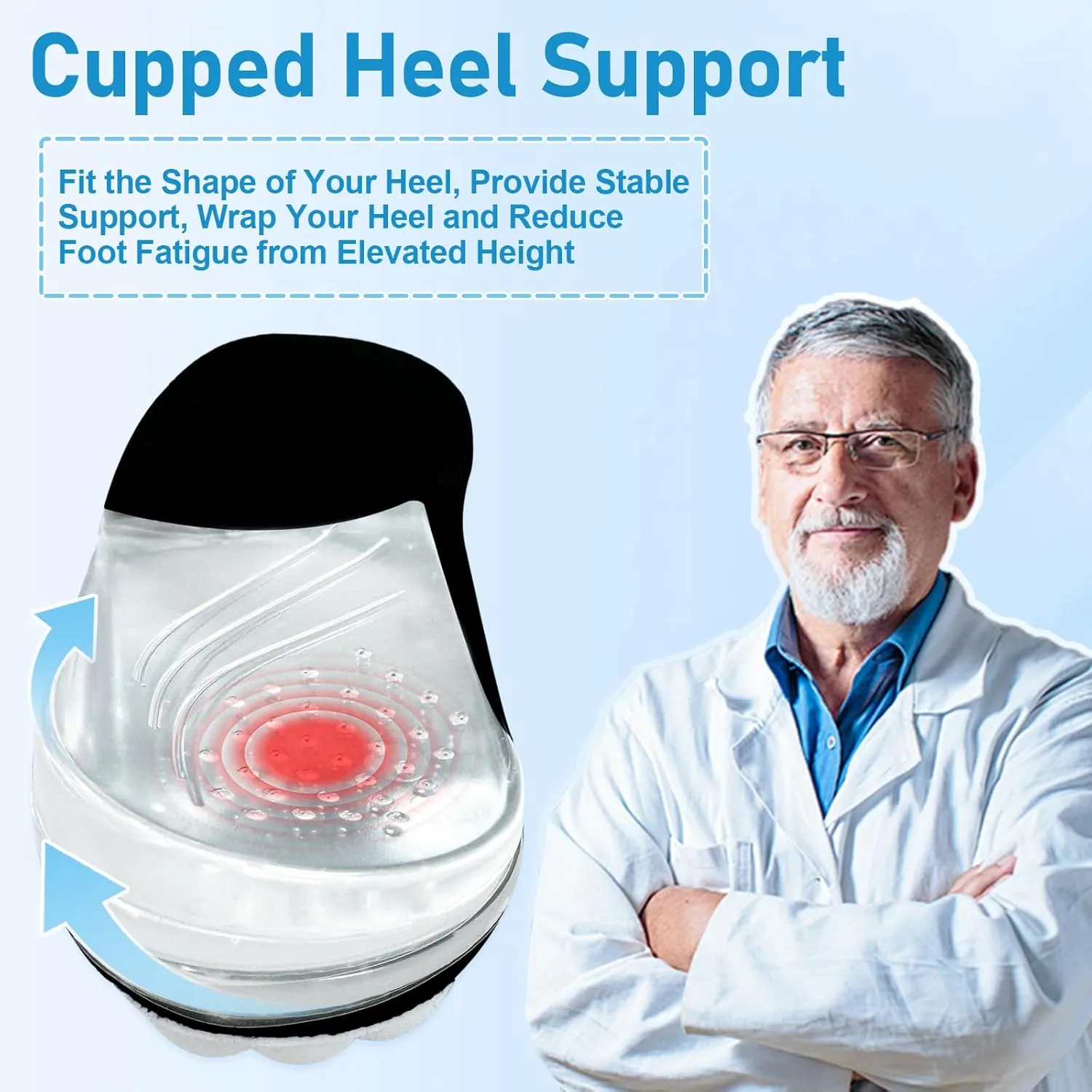 Supination & Pronation Correction Insoles, 3 Layers Adjustable Heel Wedge Inserts, Orthotics Medial & Lateral Heel Insoles for Bow Legs, Knee Pain, Foot Alignment (Clear, Women 8-12/Men: 7.5-13)