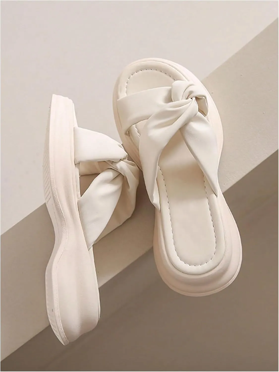 SweatyRocks Women's Criss Cross Strap Slide Sandals Open Toe Dressy Platform Sandals