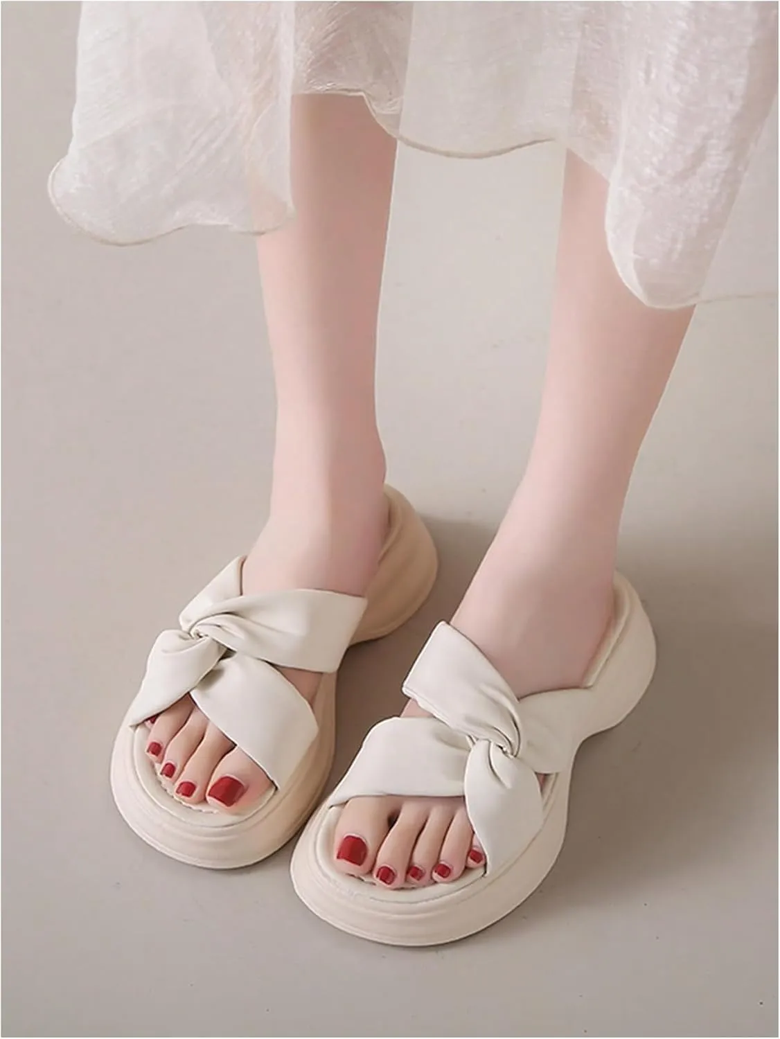 SweatyRocks Women's Criss Cross Strap Slide Sandals Open Toe Dressy Platform Sandals