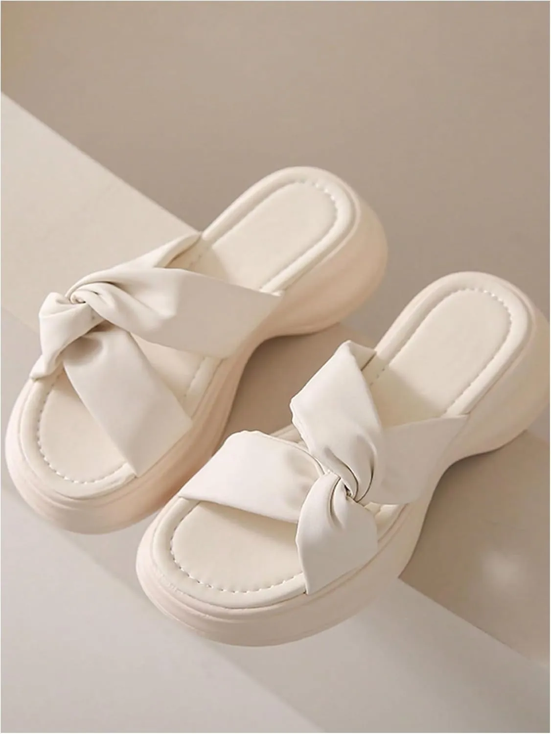 SweatyRocks Women's Criss Cross Strap Slide Sandals Open Toe Dressy Platform Sandals