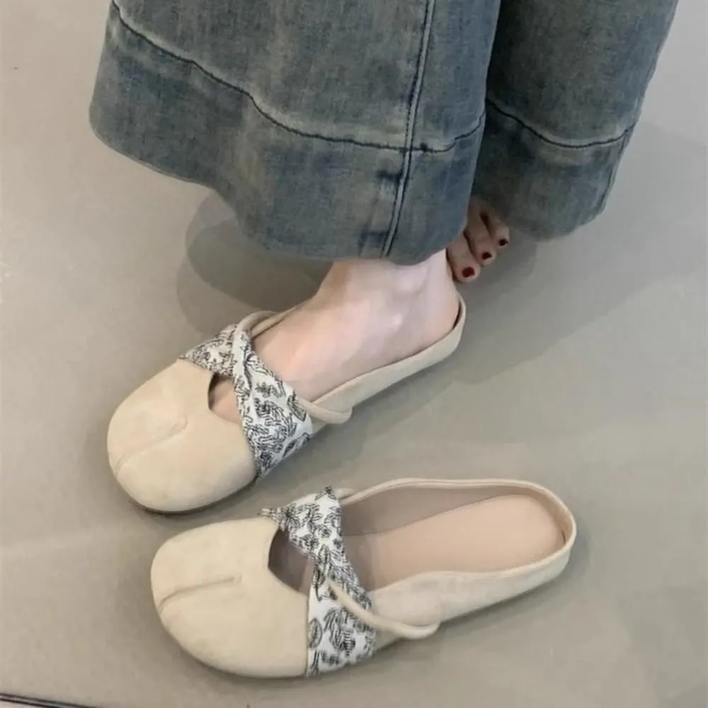 Tabi Inspired Shoes for Women Split Toe Design Slip On Mules Loafers Suede Breathable Comfortable Walking Shoes Lightweight Goth Punk Street Outfit Casual House Slippers Office Business Travel Walking