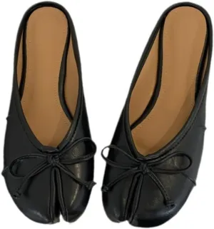 Tabi Shoes Mules Ballet Flat Bow Decorated Slip on Split Toe Women Girls - Retro Casual Comfortable Walking Lightweight Running Tennis & Racquet Sport Beach Travel Business Office Standing All Day