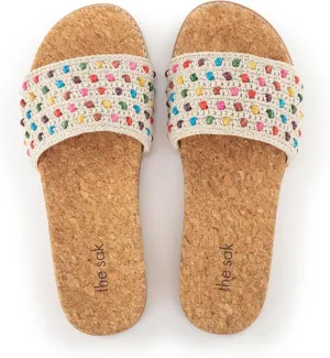 The Sak Women's Mendocino Slide Crochet, Slip On Sandals, Summer Open Toe Shoes