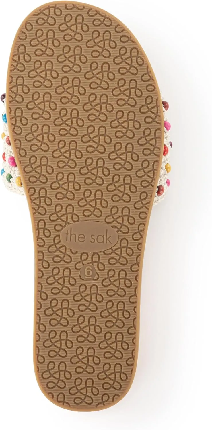 The Sak Women's Mendocino Slide Crochet, Slip On Sandals, Summer Open Toe Shoes