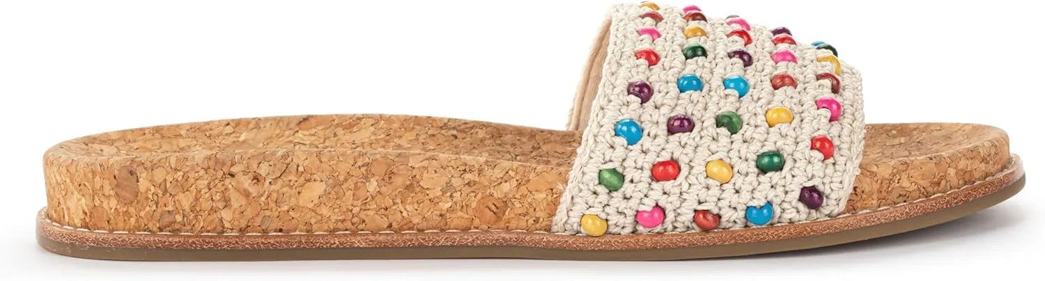 The Sak Women's Mendocino Slide Crochet, Slip On Sandals, Summer Open Toe Shoes