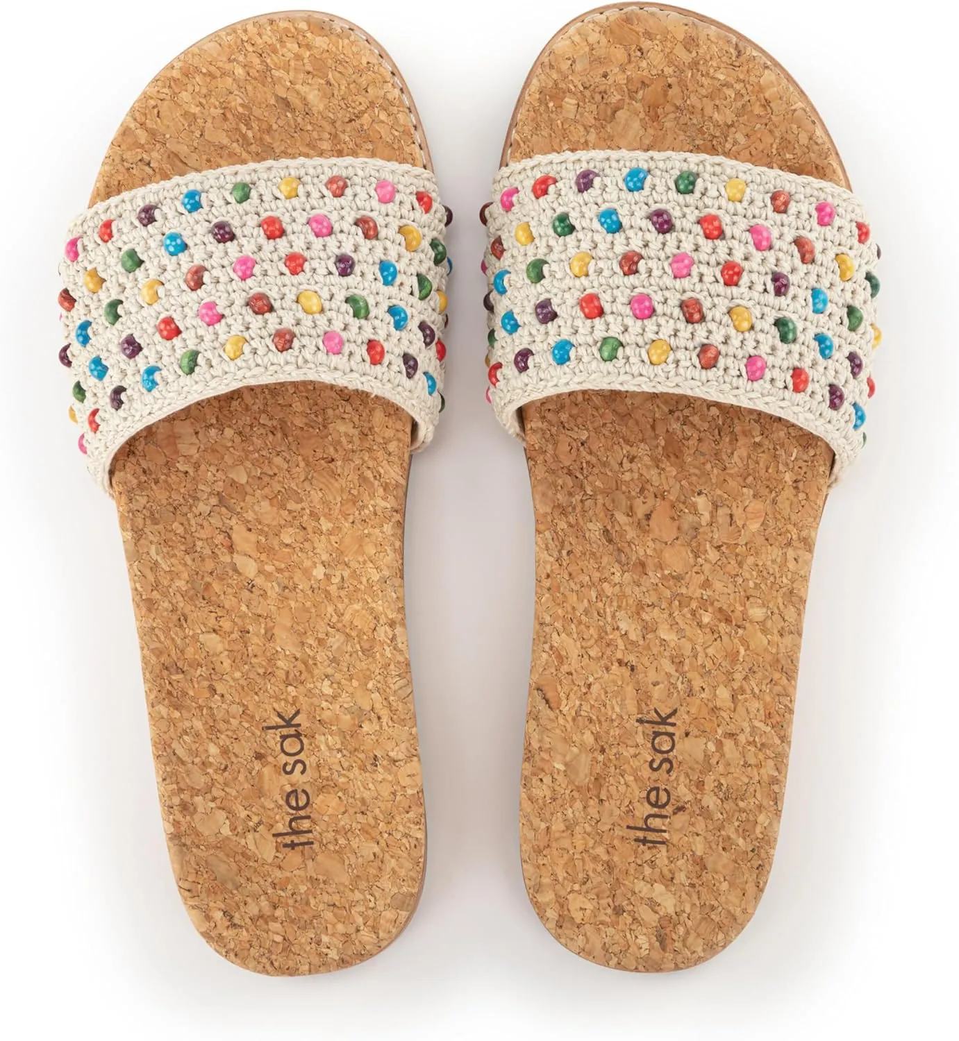 The Sak Women's Mendocino Slide Crochet, Slip On Sandals, Summer Open Toe Shoes