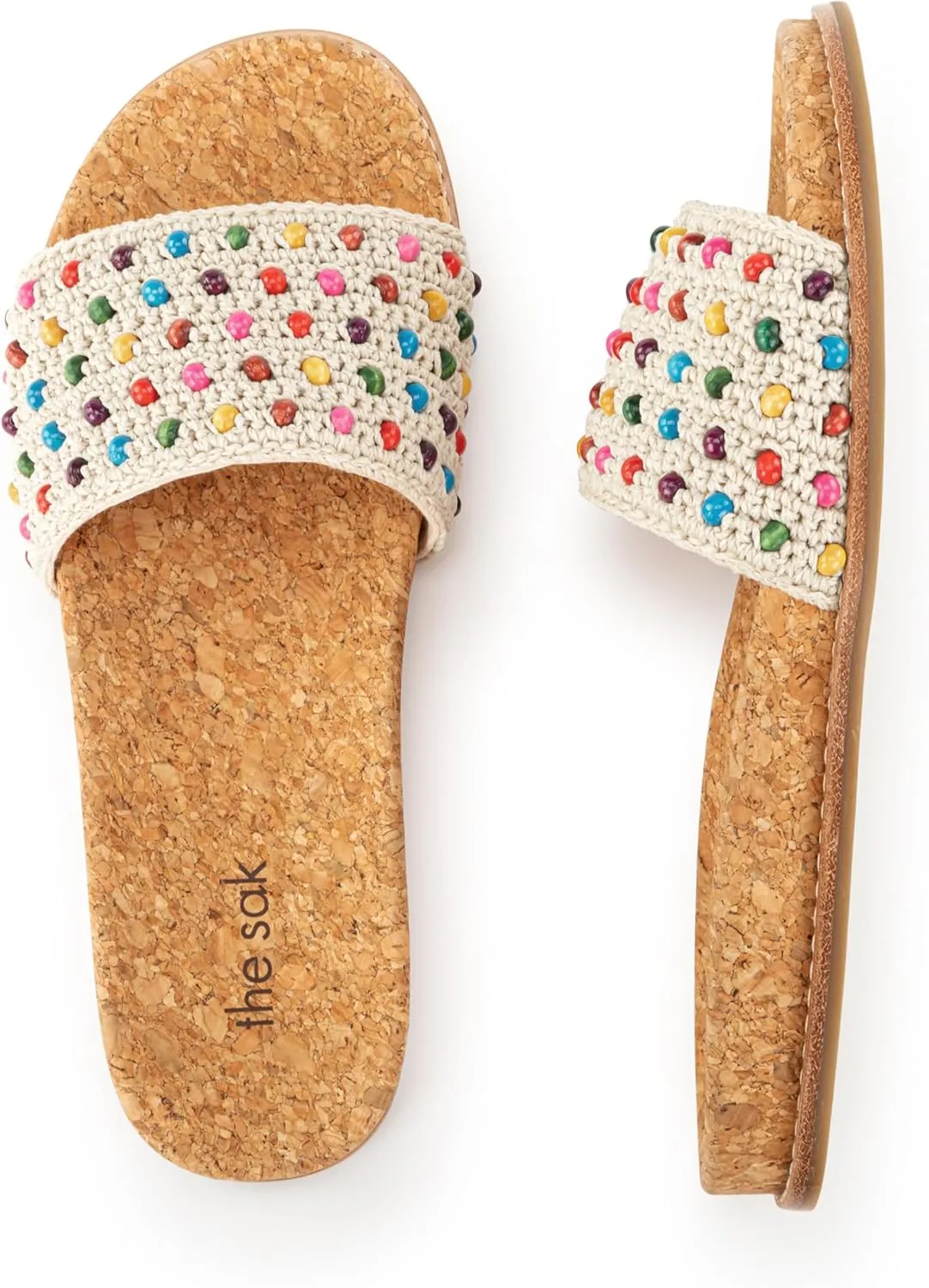 The Sak Women's Mendocino Slide Crochet, Slip On Sandals, Summer Open Toe Shoes