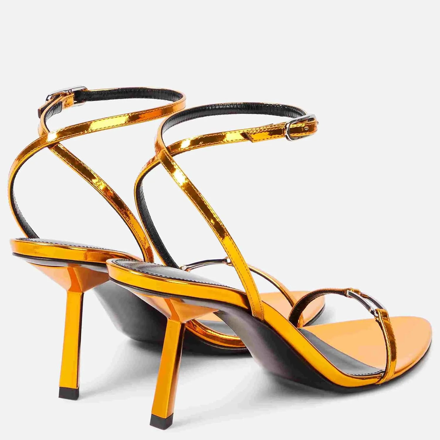 THESHY Womens Sandals Pointed Open Toe Stiletto High Heels Strappy Ankle Strap Metal Buckle Sandals Sexy Dress Sandals for Women