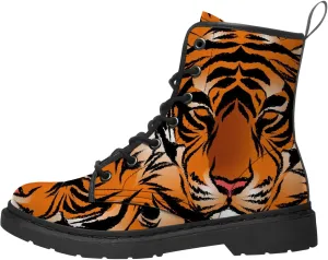 Tiger Boots Mens Boys High Top Combat Boots Wild Animal Bengal Tiger Print Winter Work Bootie Shoes Gifts for Junior,US Size 8 Men/9.5 Women