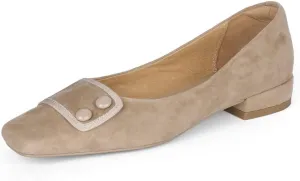 TinaCus Women's Square Toe Soft Suede Leather Handmade Button Décor Comfort Slip On Flats