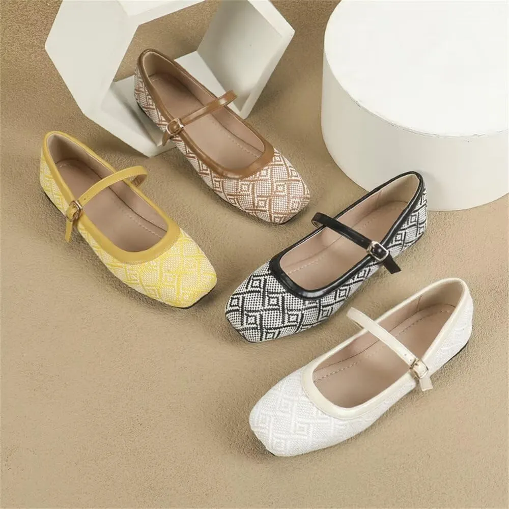 TN TANGNEST Ballet Flats for Women Soft Leather Ankle Buckle Flats Comfortable Square Toe Mary Jane Flats