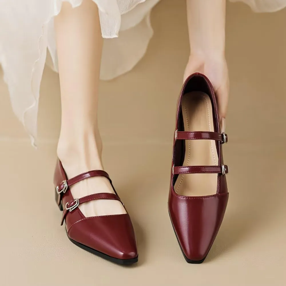 TN TANGNEST Flat Shoes for Women Retro Square Toe Mary Jane Flats Shiny Ballet Flats Comfortable Office Flats