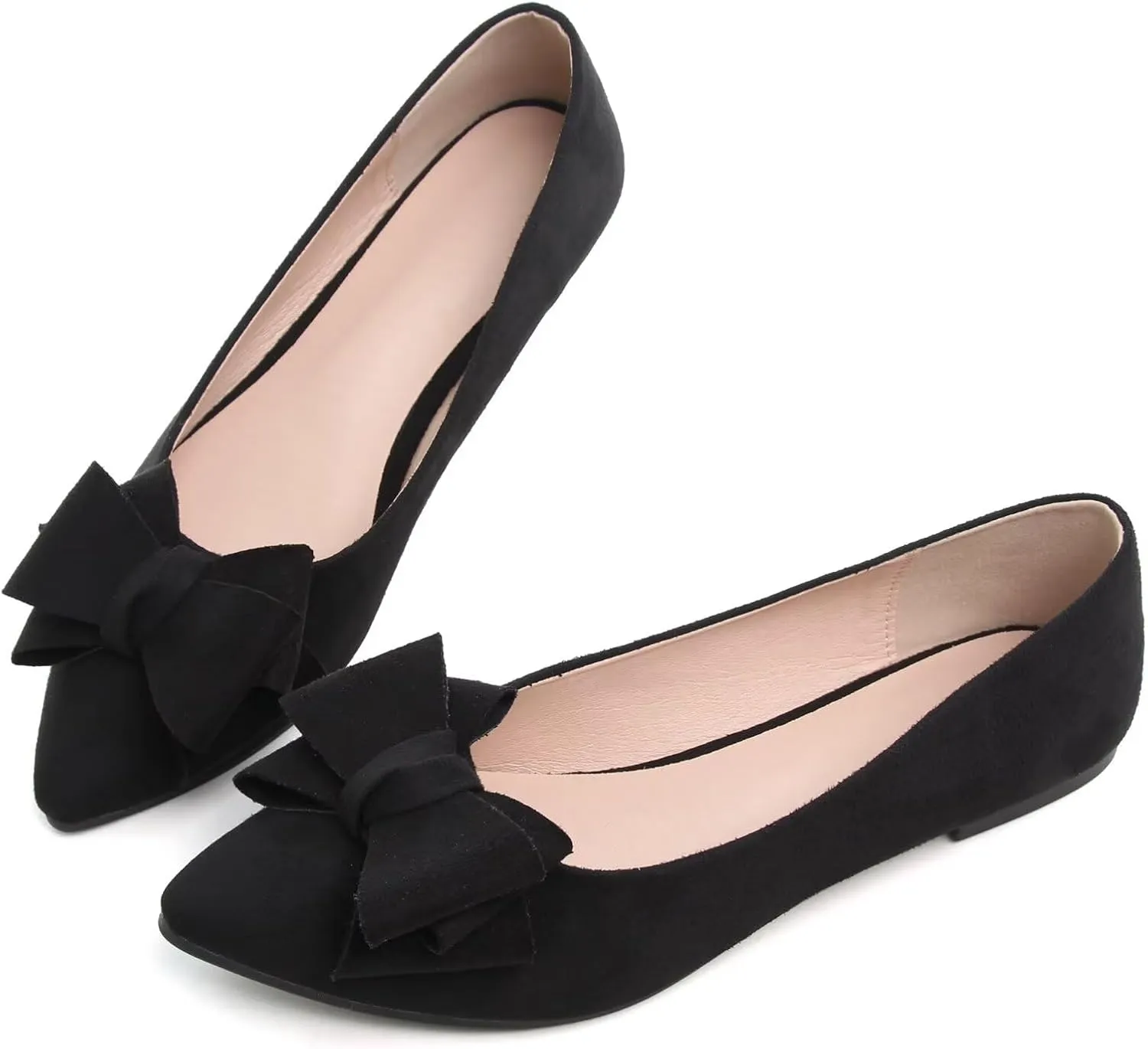 TN TANGNEST Women Cute Bowknot Flats Soft Slip On Flats Comfort Pointed Toe Casual Dress Flat Shoes